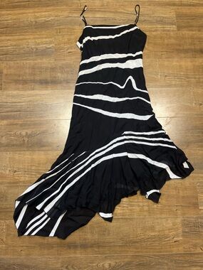 Vintage 90’s Lily Black and White Striped Asymmetrical Dress